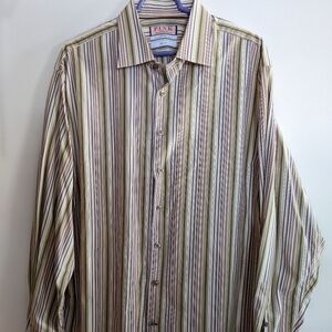 Thomas PINK striped slim fit button down 18.5